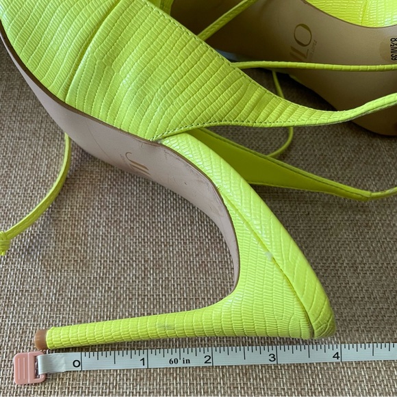 JLO Neon Green Shoes 8.5, Citron Florella Jennifer Lopez, ankle tie high heels - Picture 7 of 8